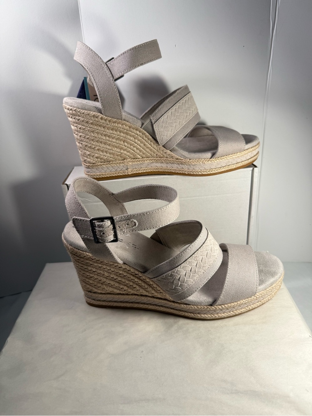 Toms Beige Espadrille Wedge Sandals